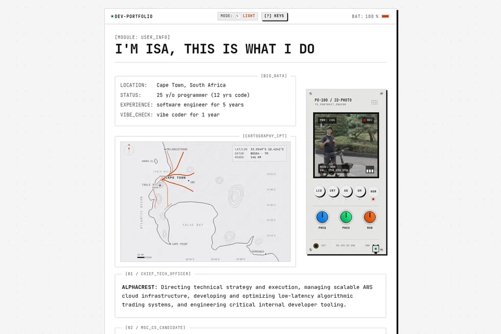 The homepage in September 2026 on the LIGHT faceplate